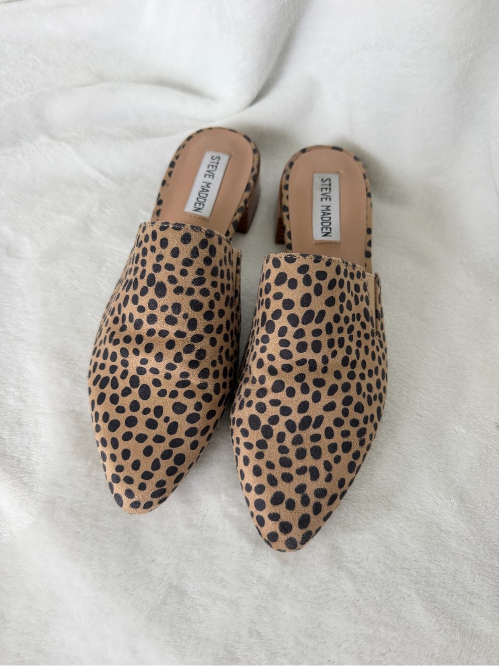 Steve Madden Leopard Print Pointed Slip-On Mules - Tan & Black